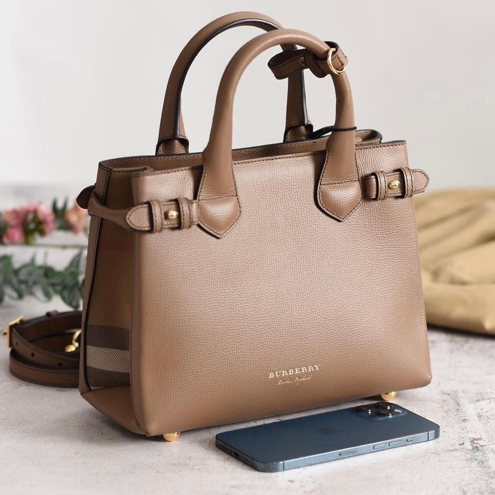 NWT Burberry Banner Small Tote House Check Derby Shoulder Crossbody Bag - Picture 3 of 14